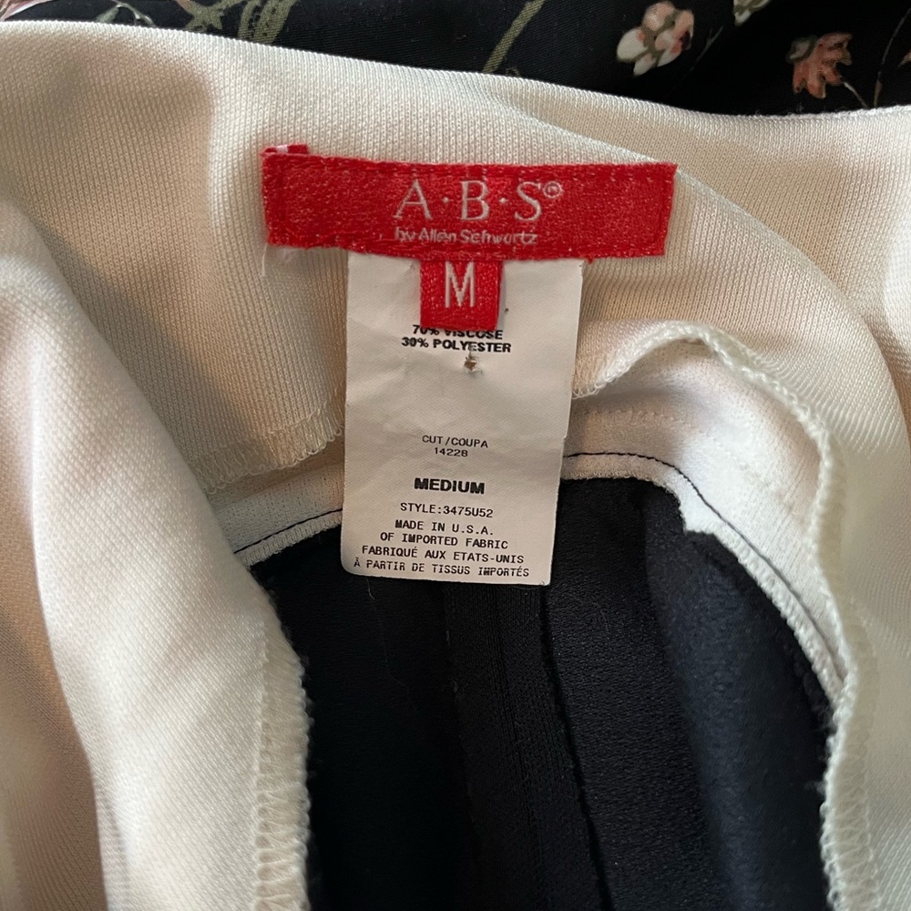 ABS Allen Schwartz Dress Size M Black Cream Pleated Y2K Shift Mini - Picture 10 of 10